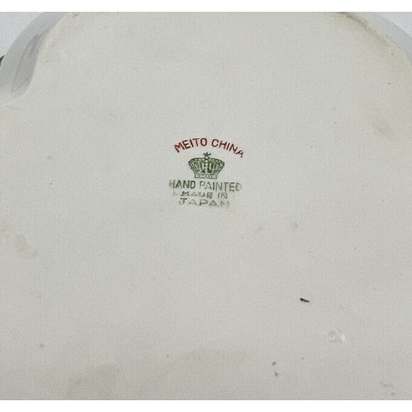 Candy Dish ceramic Meito China Hand Painted Japan Purple Iris Signed S. Moeda - Picture 4 of 5